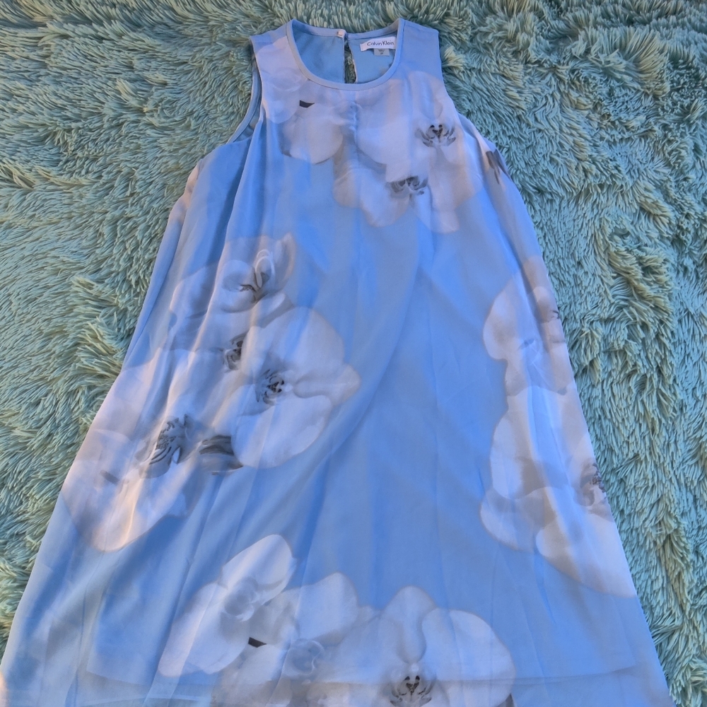 Calvin Klein - Blue Floral Halter Swing Dress - Size: 2P